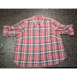 Lauren Ralph Lauren Cotton Shirt Women’s 3X‎ Red Plaid Button Up Roll Tab Sleeve